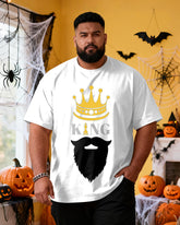 Big & Tall Men's Halloween Crown King Beard Print Short Sleeve Tee